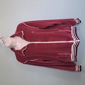 Vintage Pierre Cardin Velour Active Jacket burgandy cream zip up.